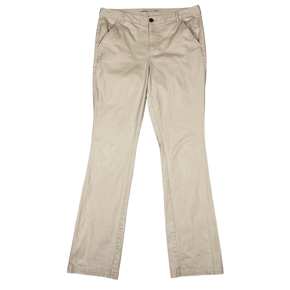 Old Navy Boot-Cut Stretch Uniform Pant Chino Womens 12 Tall Rolled Oats Khaki